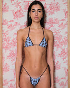 Plaid Knitkini Top / Blue