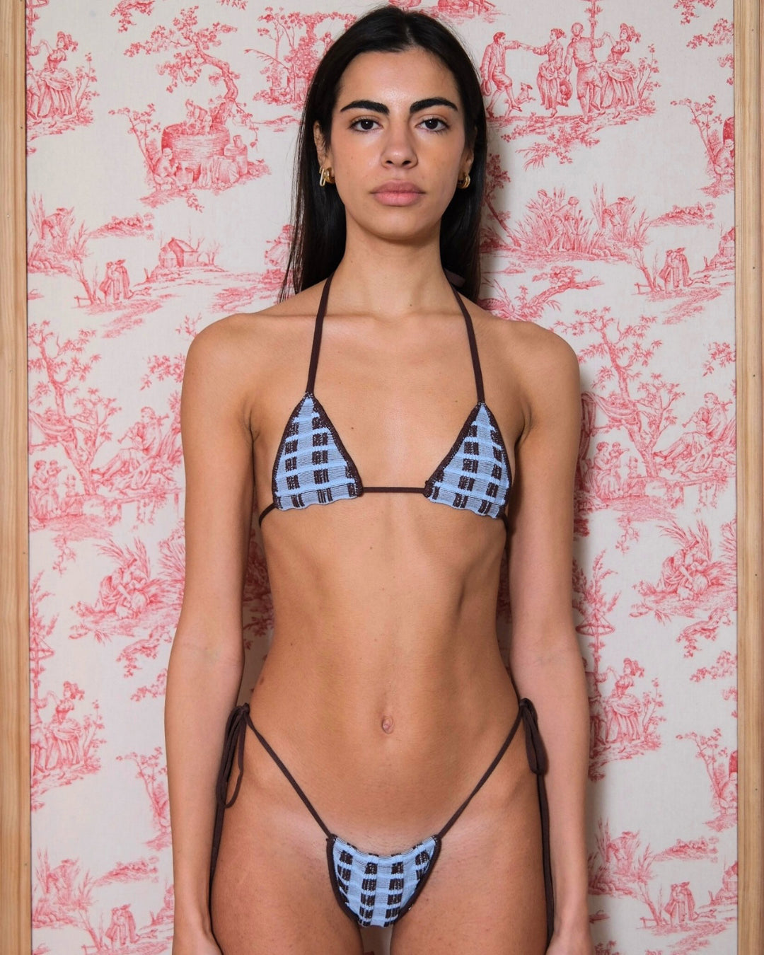 Plaid Knitkini Top / Blue