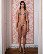 Plaid Knitkini Top / Blue